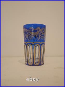Goblet à thé en cristal bleu or Saint Louis Rabat dorure peinte non gravé