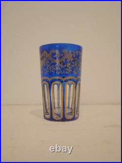 Goblet à thé en cristal bleu or Saint Louis Rabat dorure peinte non gravé