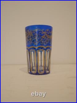Goblet à thé en cristal bleu or Saint Louis Rabat dorure peinte non gravé
