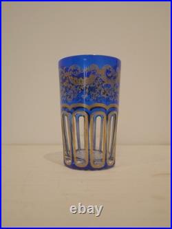 Goblet à thé en cristal bleu or Saint Louis Rabat dorure peinte non gravé