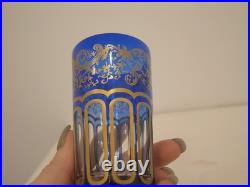 Goblet à thé en cristal bleu or Saint Louis Rabat dorure peinte non gravé