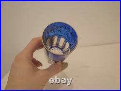 Goblet à thé en cristal bleu or Saint Louis Rabat dorure peinte non gravé