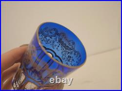 Goblet à thé en cristal bleu or Saint Louis Rabat dorure peinte non gravé