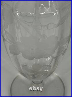 Grand Vase Cristal Gravé Décor Floral Art Déco Baccarat Saint Louis 35,5cm