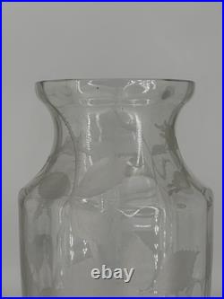Grand Vase Cristal Gravé Décor Floral Art Déco Baccarat Saint Louis 35,5cm