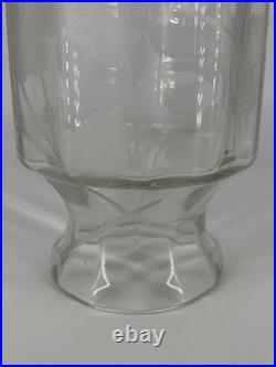 Grand Vase Cristal Gravé Décor Floral Art Déco Baccarat Saint Louis 35,5cm