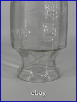 Grand Vase Cristal Gravé Décor Floral Art Déco Baccarat Saint Louis 35,5cm