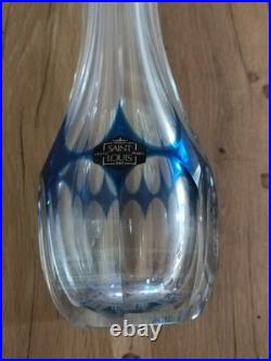 Grand h 35 cm vase CRISTAL taillé bleu etiquette et estampille ST LOUIS