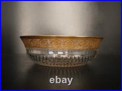 Grand plat coupe saladier centre de table cristal Saint Louis Thistle Or défaut