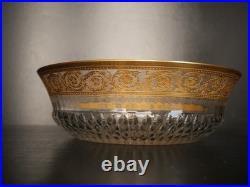 Grand plat coupe saladier centre de table cristal Saint Louis Thistle Or défaut