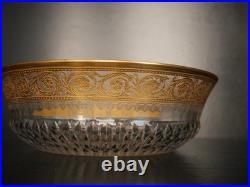 Grand plat coupe saladier centre de table cristal Saint Louis Thistle Or défaut