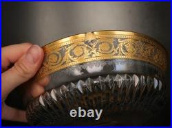 Grand plat coupe saladier centre de table cristal Saint Louis Thistle Or défaut