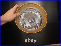 Grand plat coupe saladier centre de table cristal Saint Louis Thistle Or défaut