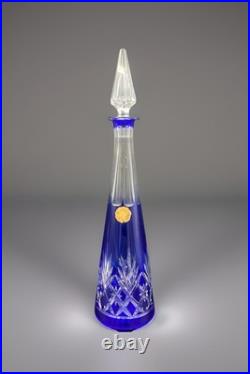 Grande Carafe Cristal De Saint-Louis Massenet Overlay Bleu H41cm Bel état