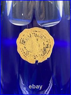 Grande Carafe Cristal De Saint-Louis Massenet Overlay Bleu H41cm Bel état