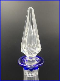 Grande Carafe Cristal De Saint-Louis Massenet Overlay Bleu H41cm Bel état