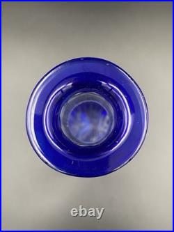 Grande Carafe Cristal De Saint-Louis Massenet Overlay Bleu H41cm Bel état