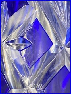 Grande Carafe Cristal De Saint-Louis Massenet Overlay Bleu H41cm Bel état
