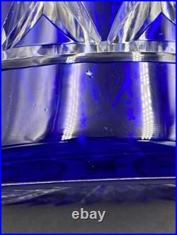 Grande Carafe Cristal De Saint-Louis Massenet Overlay Bleu H41cm Bel état