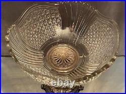 Grande coupe sur piédouche Louis XVI métal argenté et cristal Val Saint Lambert