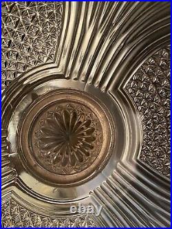 Grande coupe sur piédouche Louis XVI métal argenté et cristal Val Saint Lambert