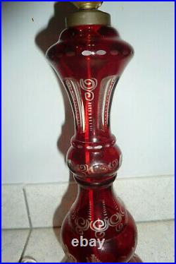 Grande lampe en cristal de bohème taillé (val st lambert -st Louis -baccarat)