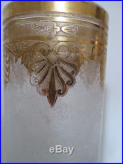 Grands Vases cristal Saint Louis gravé a l'acide, rehaut d'or, style Empire XIXe
