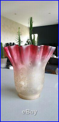 Gros Verre de lampe à pétrole cristal baccarat saint louis fleurs (A)