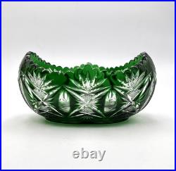 Jardinière de table en cristal overlay SAINT LOUIS doublé VERT (déco fleurs)
