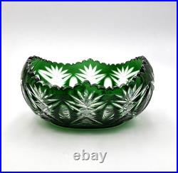 Jardinière de table en cristal overlay SAINT LOUIS doublé VERT (déco fleurs)