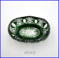 Jardinière de table en cristal overlay SAINT LOUIS doublé VERT (déco fleurs)