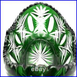 Jardinière de table en cristal overlay SAINT LOUIS doublé VERT (déco fleurs)