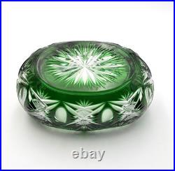 Jardinière de table en cristal overlay SAINT LOUIS doublé VERT (déco fleurs)