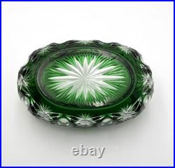 Jardinière de table en cristal overlay SAINT LOUIS doublé VERT (déco fleurs)
