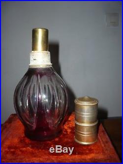 Lampe Berger en cristal de Saint Louis overlay violet 19e étiquette ancienne