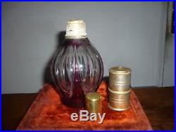Lampe Berger en cristal de Saint Louis overlay violet 19e étiquette ancienne