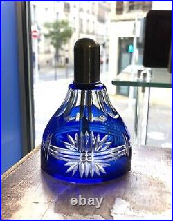 Lampe berger cristal doublé bleu VAL SAINT LAMBERT / St LOUIS diffuseur Parfum