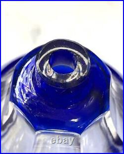 Lampe berger cristal doublé bleu VAL SAINT LAMBERT / St LOUIS diffuseur Parfum
