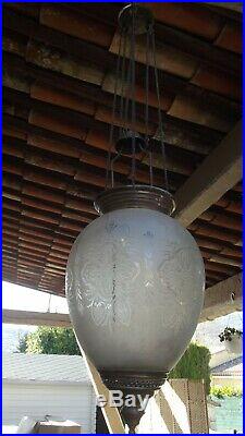 Lanterne suspension photophore En Cristal verre Baccarat St LOUIS art nouveau