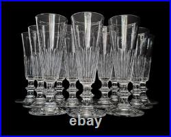 Lot 12 flûtes verres à champagne en cristal taillé XIXe 19eme Baccarat St Louis