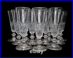 Lot 12 flûtes verres à champagne en cristal taillé XIXe 19eme Baccarat St Louis