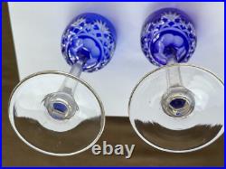 Lot 2 Verres Porto Cristal Saint Louis Modele Massenet Bleu Ht 16.6 CM