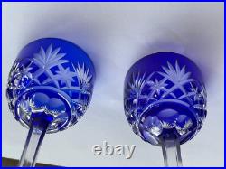 Lot 2 Verres Porto Cristal Saint Louis Modele Massenet Bleu Ht 16.6 CM