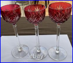 Lot 3 Verres Porto Cristal Saint Louis Modele Massenet Rouge Ht 16.6 CM
