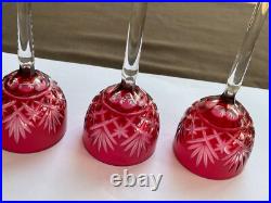 Lot 3 Verres Porto Cristal Saint Louis Modele Massenet Rouge Ht 16.6 CM