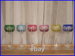 Lot 6 verres du Rhin cristal de couleur roemer Saint ST Louis modèles Niepce