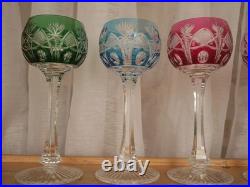 Lot 6 verres du Rhin cristal de couleur roemer Saint ST Louis modèles Niepce