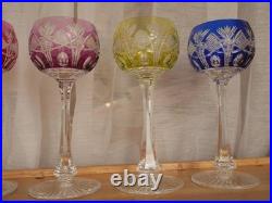 Lot 6 verres du Rhin cristal de couleur roemer Saint ST Louis modèles Niepce