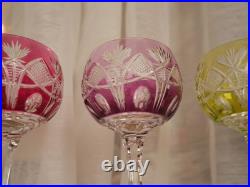 Lot 6 verres du Rhin cristal de couleur roemer Saint ST Louis modèles Niepce