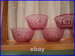 Lot 7 Bol ramequin rince-doigt cristal dégager l'acide Saint Louis thistle rose